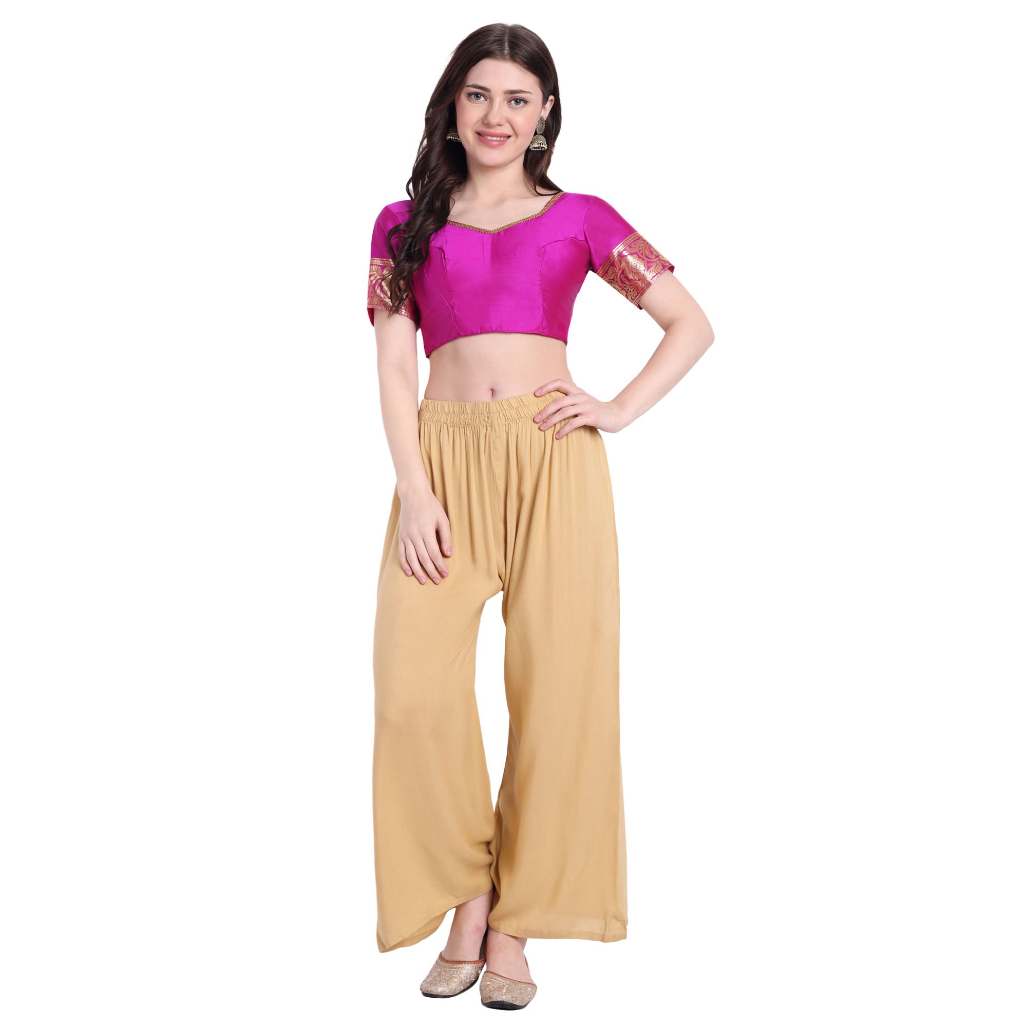 Manasi Craft Comfortable Silk Short Sleeve Saree Blouse for Women Ready-to-Wear. Made by SHG Group Artisian Shipra Maity.