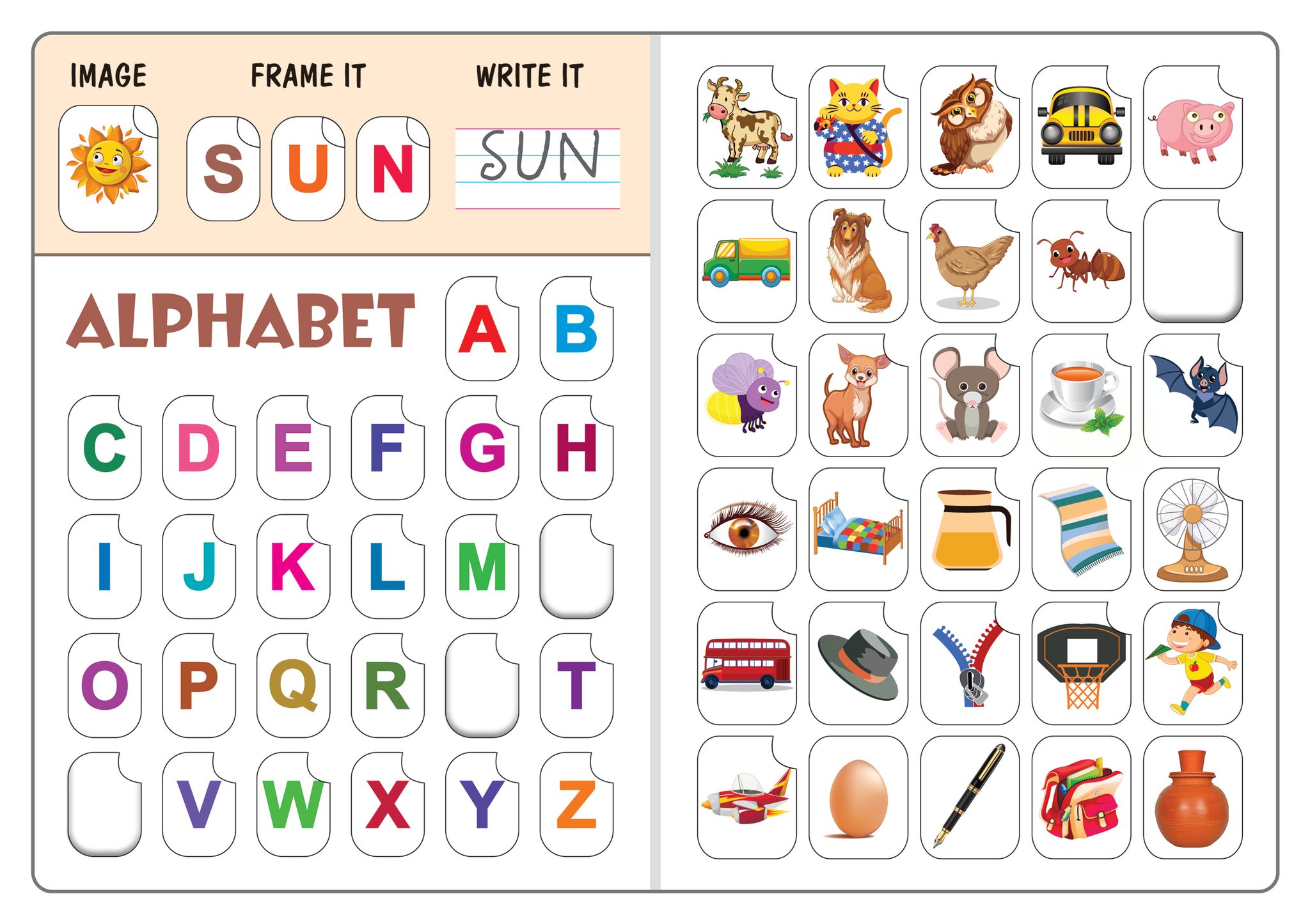 Three letter word cardboard puzzles