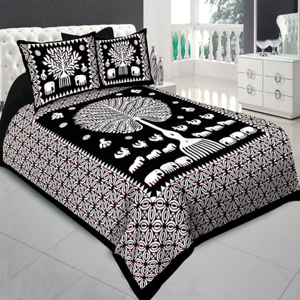 Premium Cotton Bedsheet King Size (93×108 inches) – (Cutwork Tree)