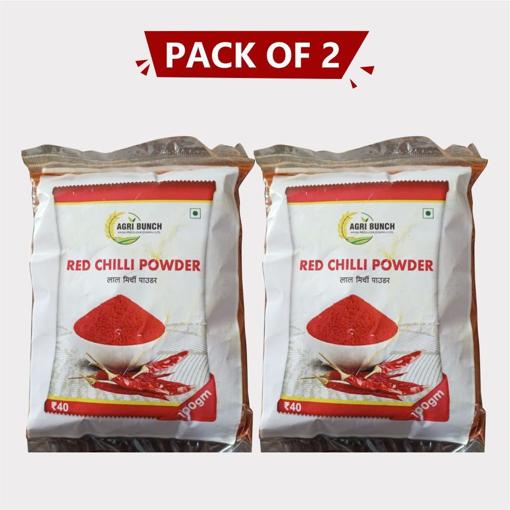 Spicy Red Chilli Powder 200 gm (100gm x 2) by Agri Bunch Krishi Producer – Pure, Natural & Made by Farmers.