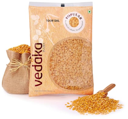 Vedaka Popular Toor Dal | 1kg Pack | Rich Source of Protein | No Cholesterol or Additives
