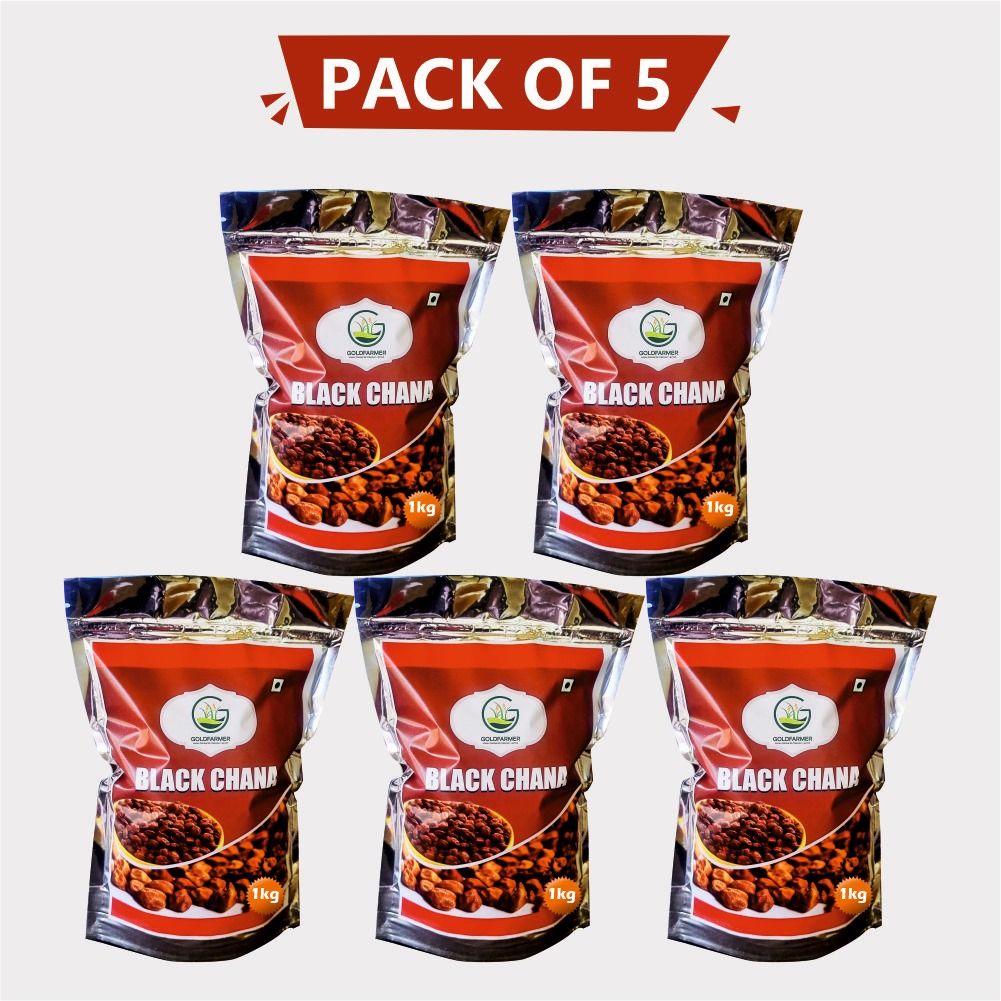 Black Channa Pack of 5 (5 x 1 Kg) – Natural, Protein-Rich & Made by Farmers | Goldfarmer Krishi Producer. 