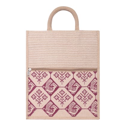 Raiganj Crafts : Jute Totes Bags for Women & Men Shopping Tote Bag Grocery Bags Travel Bag / Bag for Shopping/Tiffin/Picnic/Grocery/Gym Hand Bag with Zip and Jute Handle