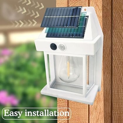 LED Exterior Wall Lights, Solar Power Warm Light Outdoor Light Wire Wall Lamp Courtyard Human Induction Lamp for Garden & Outdoor