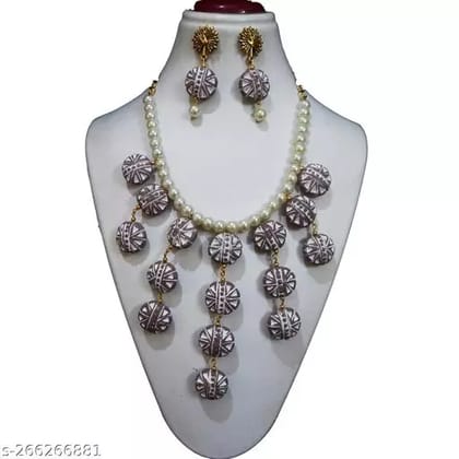 CLAY BEADEED FANCY CHOKER NECKLACE
