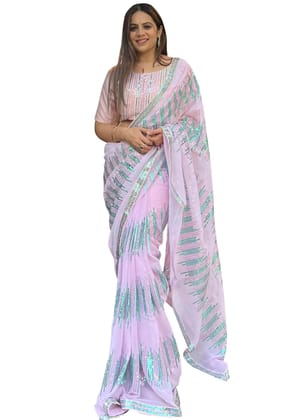 SHREE GANAPATI FASHION Georgette New Trend Premium Embroider Saree SHREE GANAPATI FASHION Georgette New Trend Premium Embroider Saree