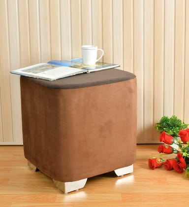 ShadowKart Ottoman Pouffes Sitting Stool for Living Room Sitting Puffy Wooden Stools Chair Pouf Foot Stool for Office Room Decor, 16x16x18 inch, Brown/Coffee