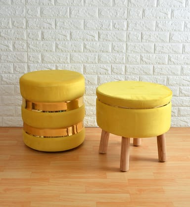 SmartKart Ottoman Pouffe Stool for Living Room Poof Sitting Furniture Footrest Pouffe for Sitting | Foot Stool for Office, 16x16x16 Inch, Brown (Combo, Yellow) SmartKart Ottoman Pouffe Stool for Living Room Poof Sitting Furniture Footrest Pouffe for Sitting | Foot Stool for Office, 16x16x16 Inch, Brown (Combo, Yellow)