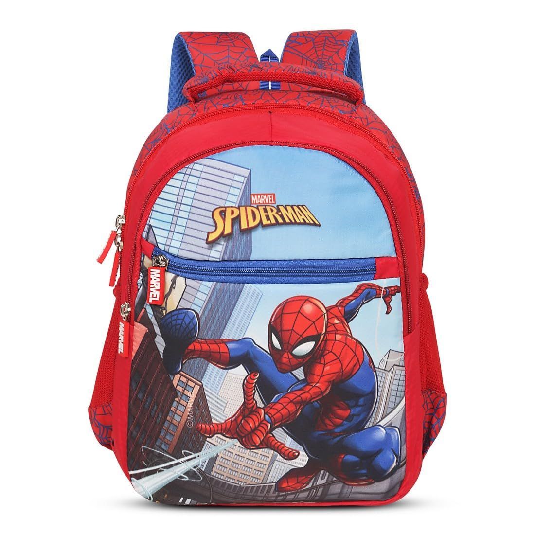 Priority Marvel Spiderman Printed Polyester School Backpack For Kids | Specially School Bag For Boys | 4.5 to 7 Years (14 Inch | Small | Red)