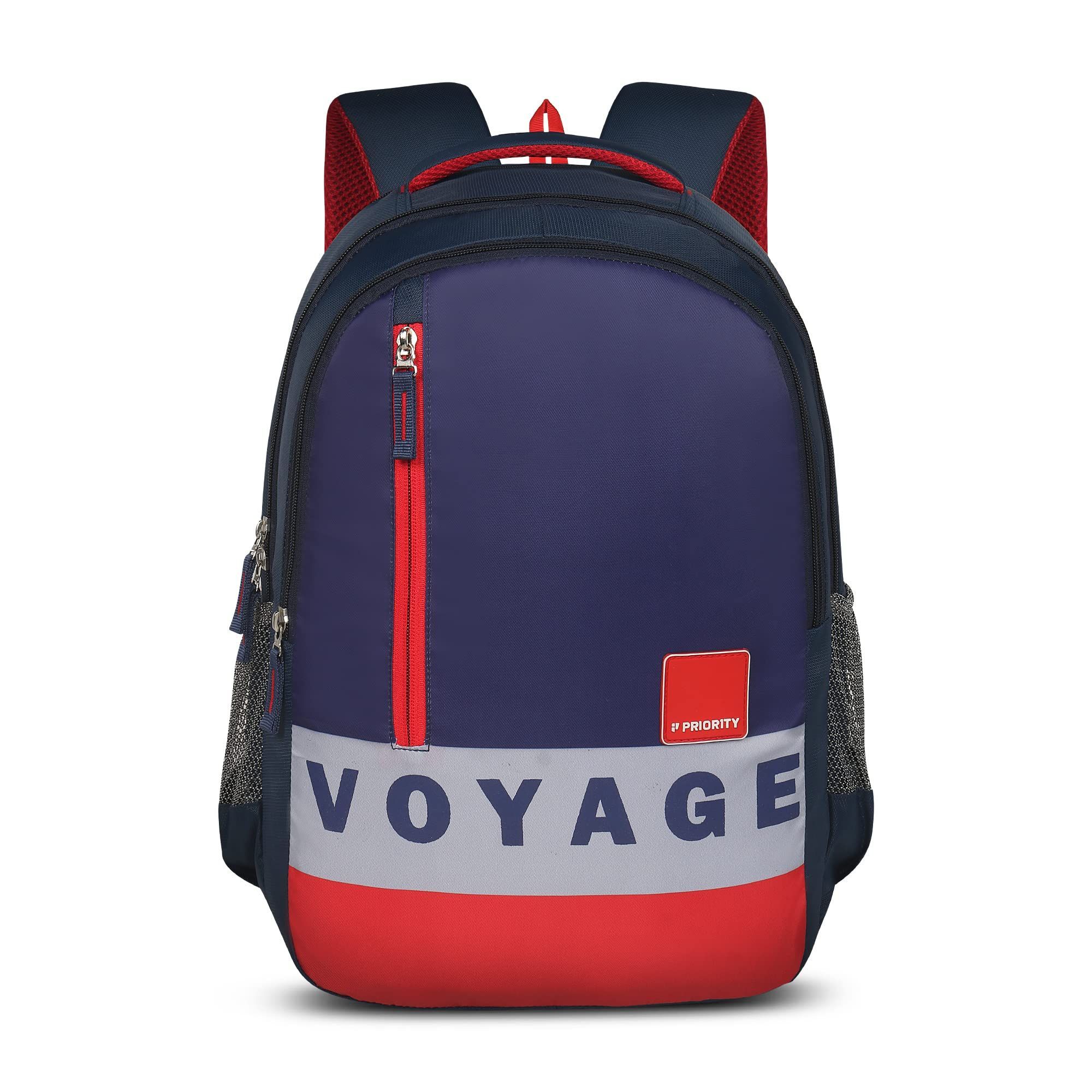 Priority Voyage 35 Liters Navy Blue Polyester Stylish College Bag | With Waterproof Rain & Dust Cover | Backpack Unisex Bag for Men & Women (Scholar 006-25903)