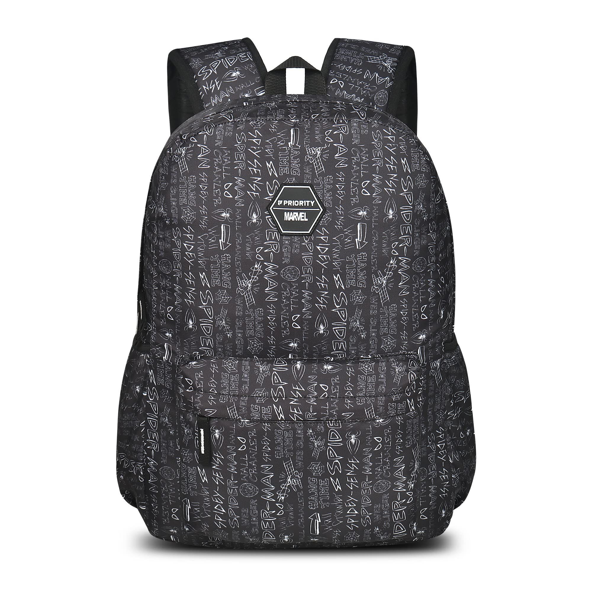 Priority Striker 006 32 Litres Marvel Black Polyester Stylish College Bag | Printed Standard Backpack Unisex Bag For College Office Suitable For Men's & Women's (25884)