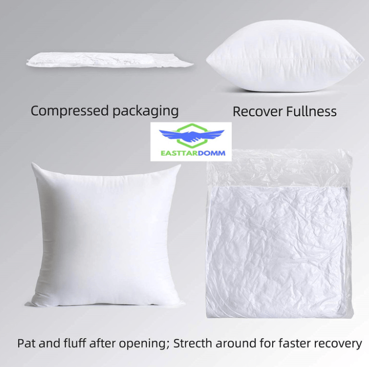 EASTTARDOMM Polyester Fibre Solid Sleeping Pillow Pack of 2 | White | Size – 16 x 26 Inches |