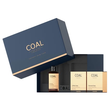 COAL Clean Beauty Cleansing Combo | Refreshing Face Cleanser 150ml, Coffee Soap 100g & Charcoal Soap 100g | Deeply Cleanses & Exfoliates | Men | All Skin Types | Pack of 3