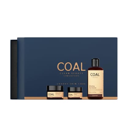 COAL Clean Beauty Refreshing Combo | Refreshing Face Cleanser 150ml, Mother of Pearl Face Scrub 50g & Revitalizing Cream for Men 30g | Deeply Cleanses, Exfoliates & Hydrates | Men | All Skin Types | Pack of 3