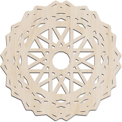 Haoser Mandala Wooden Wall Art, Traditional Star Ornament Polygonal Details, Birch Wood Plywood Rustic Wall Art Accent for Hallway Bedroom Living Room Cafes and Offices (Mandala Design-7_30CM)