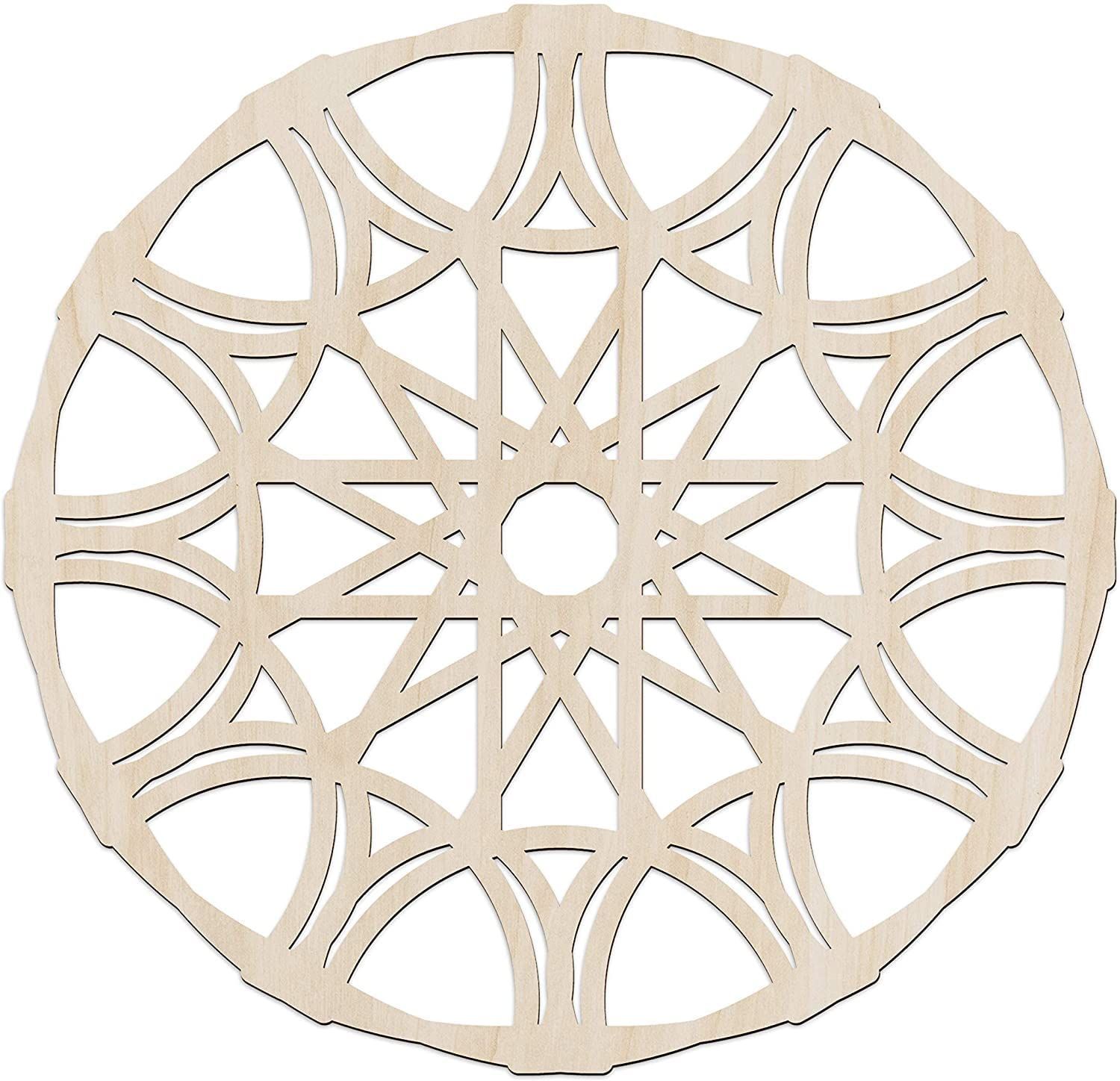 Haoser Mandala Wooden Wall Art, Whirl Look Lattice Abstarct Geometric, Birch Wood Plywood Rustic Wall Art Accent for Hallway Bedroom Living Room Cafes and Offices (Mandala Design-15_30CM)