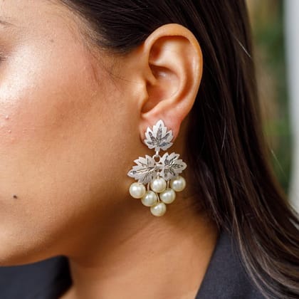 Kashmir Chinar Silver Cluster Earrings Kashmir Chinar Silver Cluster Earrings