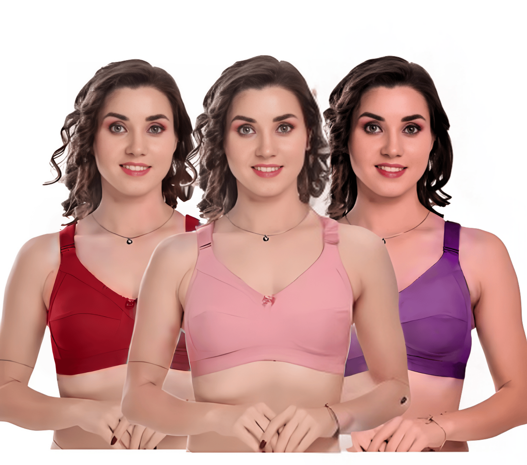 Bra Set for Women Combo Pack Non-Padded Full Back Coverage Broad Band T-shirts, Wire-free, Wide Strap with 4 Hook Closure Multicolor