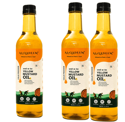 Premium Cold-Pressed Yellow Mustard Oil – 100% Pure & Lab Tested | Heart Health & Skin - Pack of 3 Premium Cold-Pressed Yellow Mustard Oil – 100% Pure & Lab Tested | Heart Health & Skin - Pack of 3