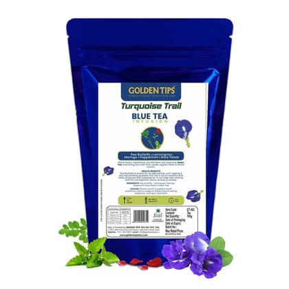 Golden Tips Turquoise Trail Infusion Blue Tea, Dried Butterfly Pea Flower, Premium Zipper (100gm- 50 cups) Golden Tips Turquoise Trail Infusion Blue Tea, Dried Butterfly Pea Flower, Premium Zipper (100gm- 50 cups)