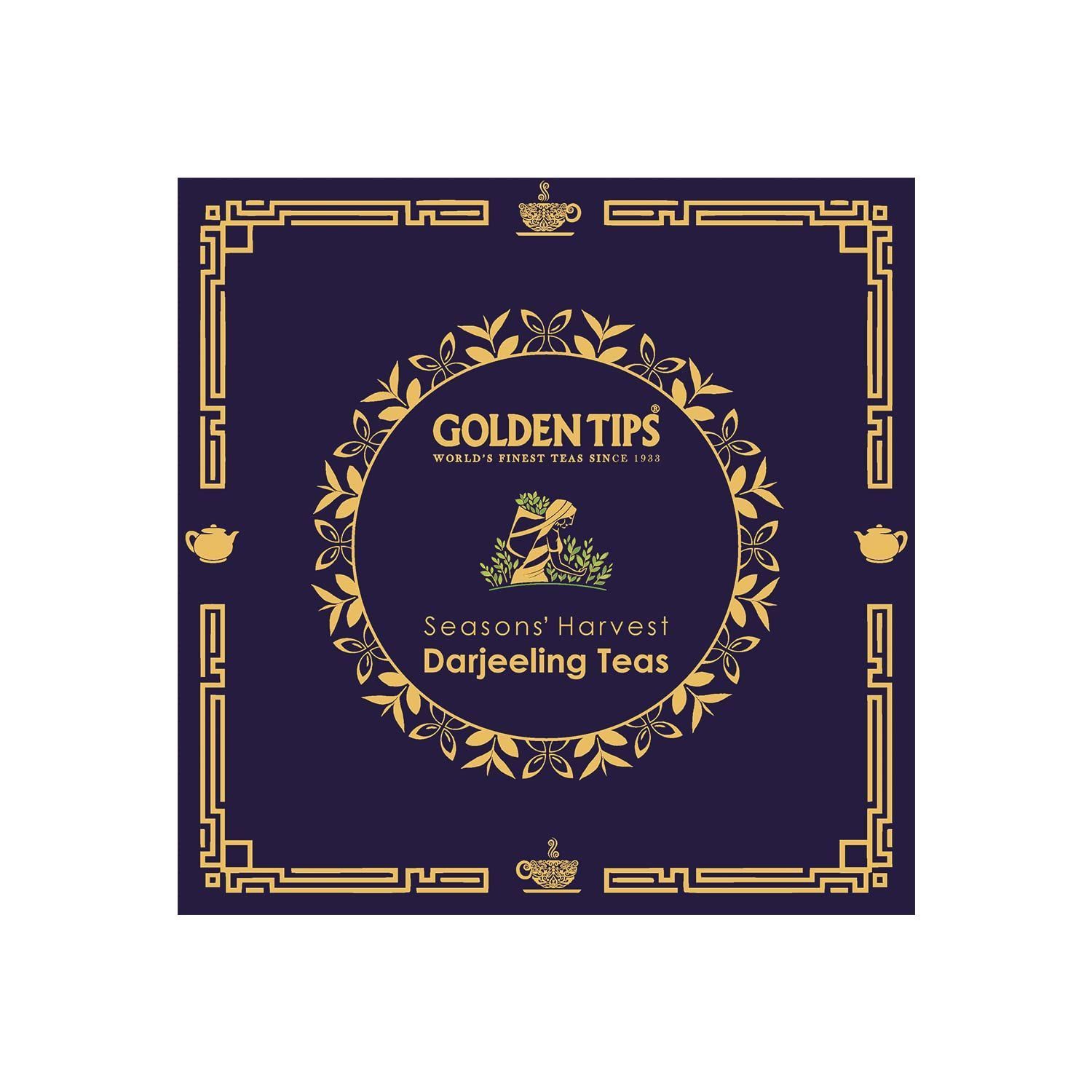 Golden Tips Seasons Harvest Darjeeling Teas, Handpicked Black, Oolong, Green & White Teas in a Gold Foiled Gift Box, Ideal for Gifting & valentine's Special Occasions .
