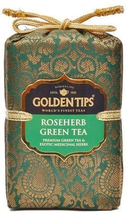 Golden Tips Rose Herb Green Tea Loose Leaves Brocade Bag (100 Gram , 50 cups) Golden Tips Rose Herb Green Tea Loose Leaves Brocade Bag (100 Gram , 50 cups)