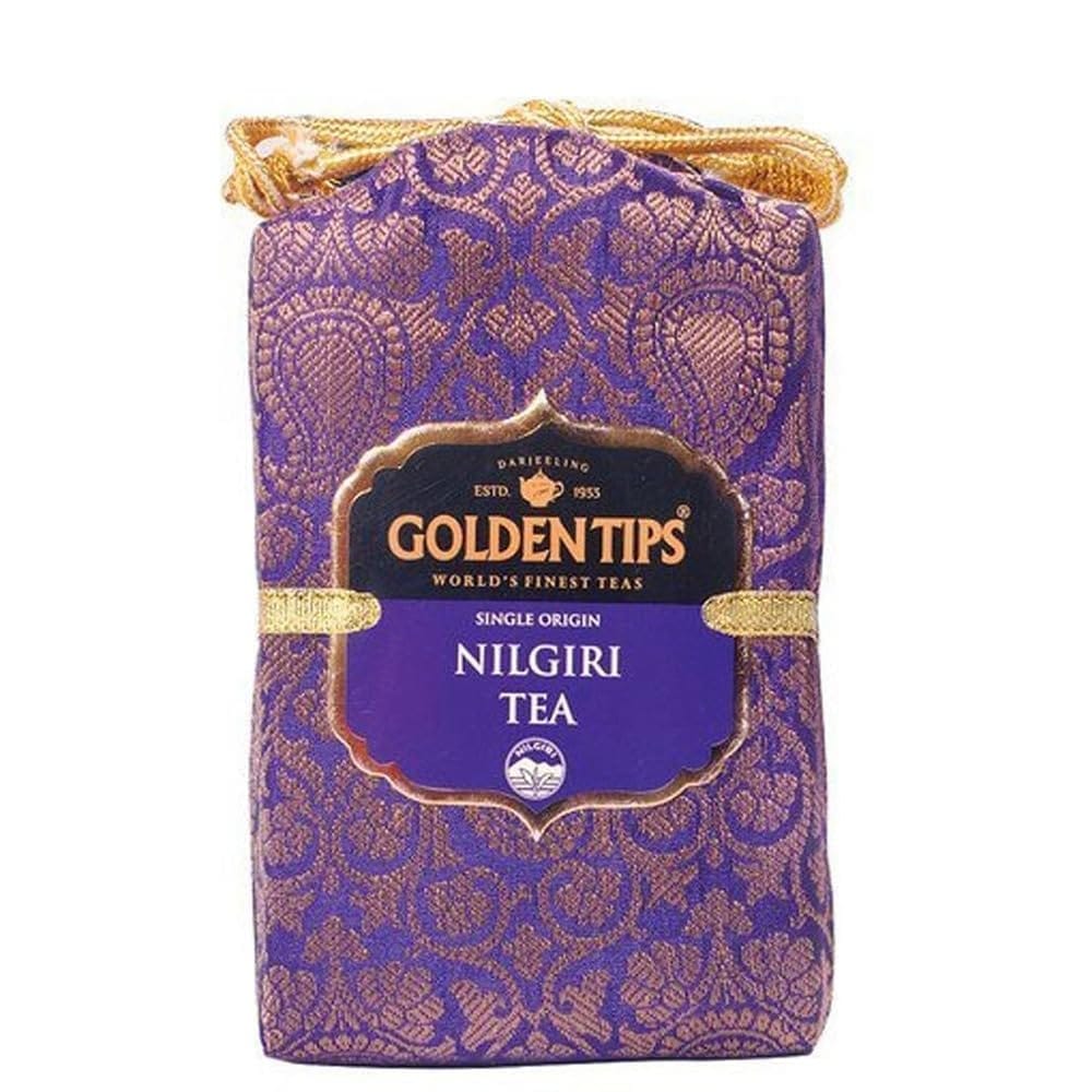 Golden Tips Pure Nilgiri Black Tea Loose Leaves Brocade Bag (200 Gram, 100 cups)