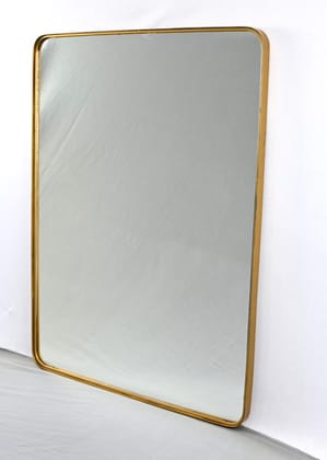 Decorative Wall Mirror, 18 x 24 inches, Brushed Gold Frame, Silver Coated Glass, for Bathroom, Living Room, Bedroom