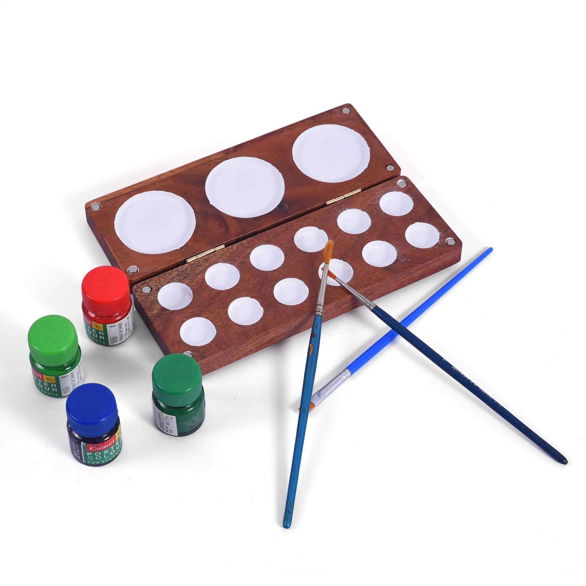 Wooden Colour Palette with Round Wells (12+3)