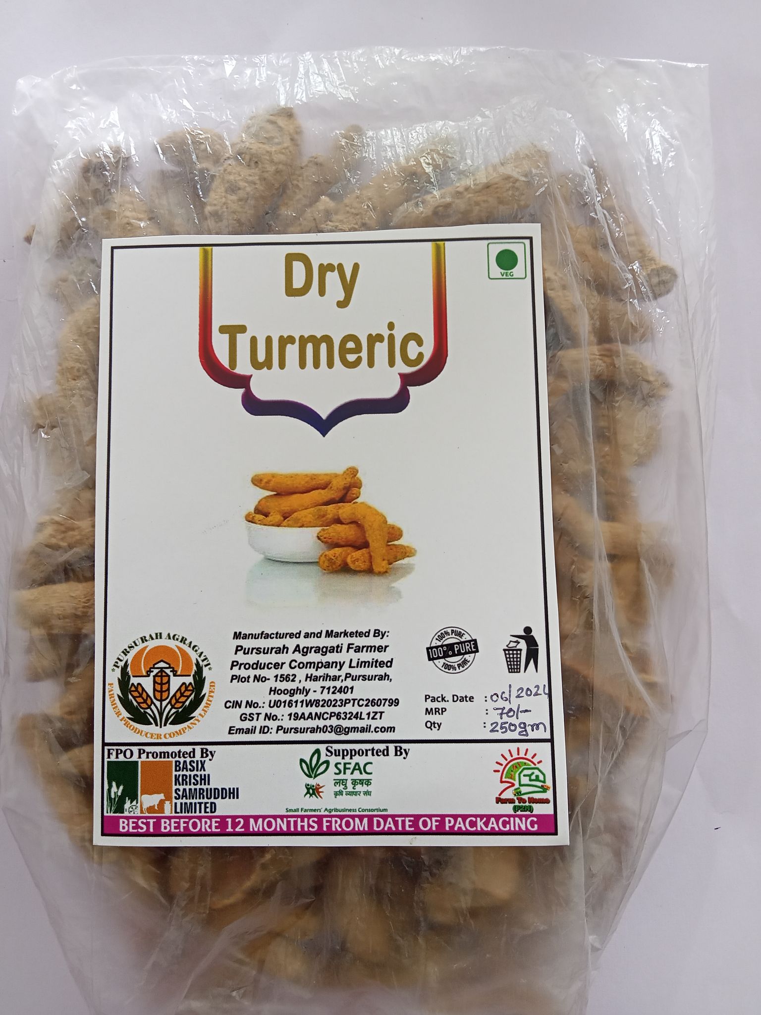 Dry Turmeric 250 gm (pack of 2)