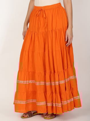 Gotta Patti Detail Pure Cotton Maxi Tiered Skirt
