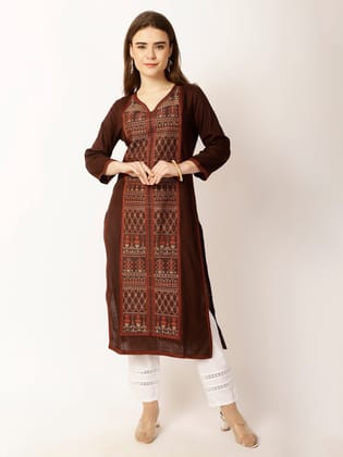 Ethnic Motifs Embroidered Regular Thread Work Kurta
