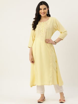 Women Ethnic Motifs Yoke Design Embellished Kurta