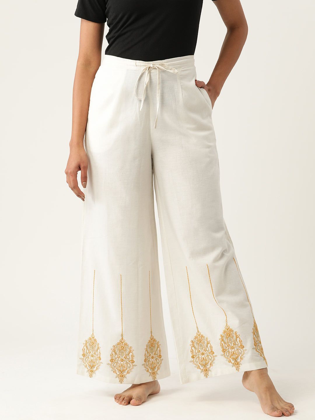 Women Embroidered Cotton Pants