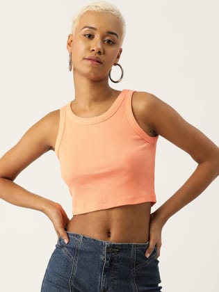 Peach Sleeveless Crop Top