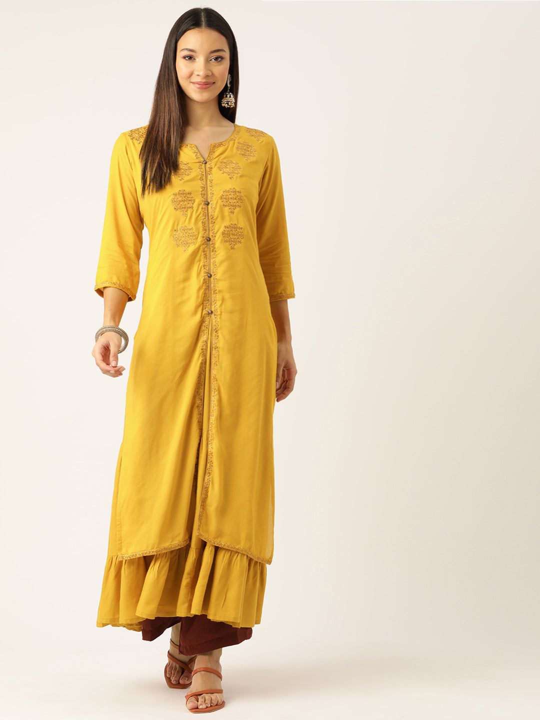 Floral Embroidered Thread Work Kurta