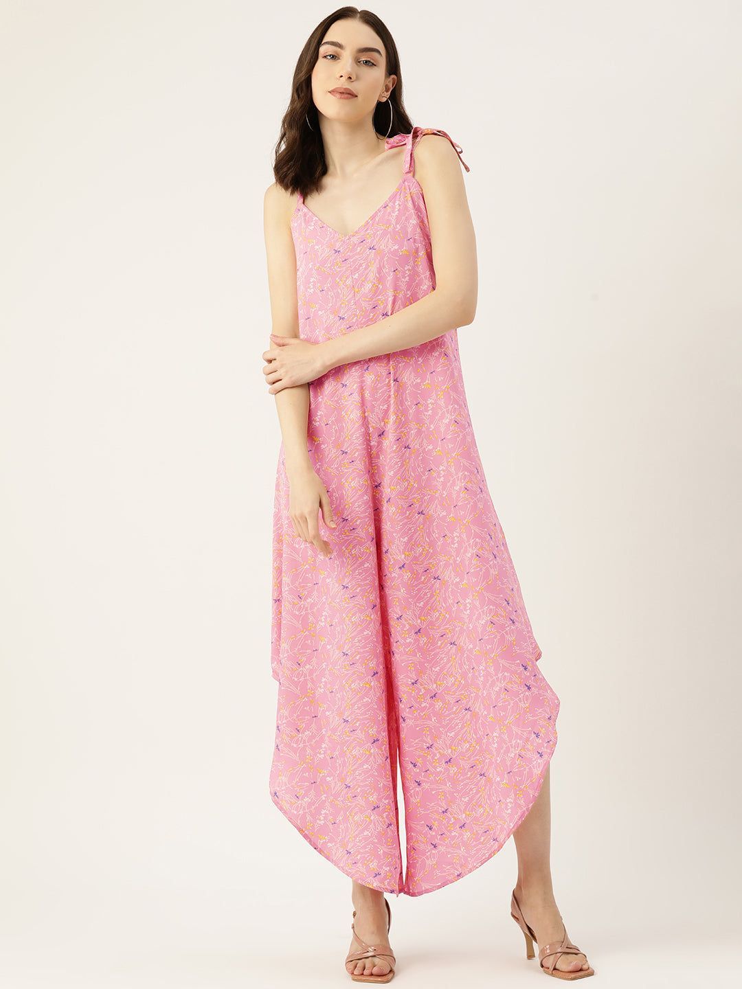Pink Solid Basic Jumpsuit