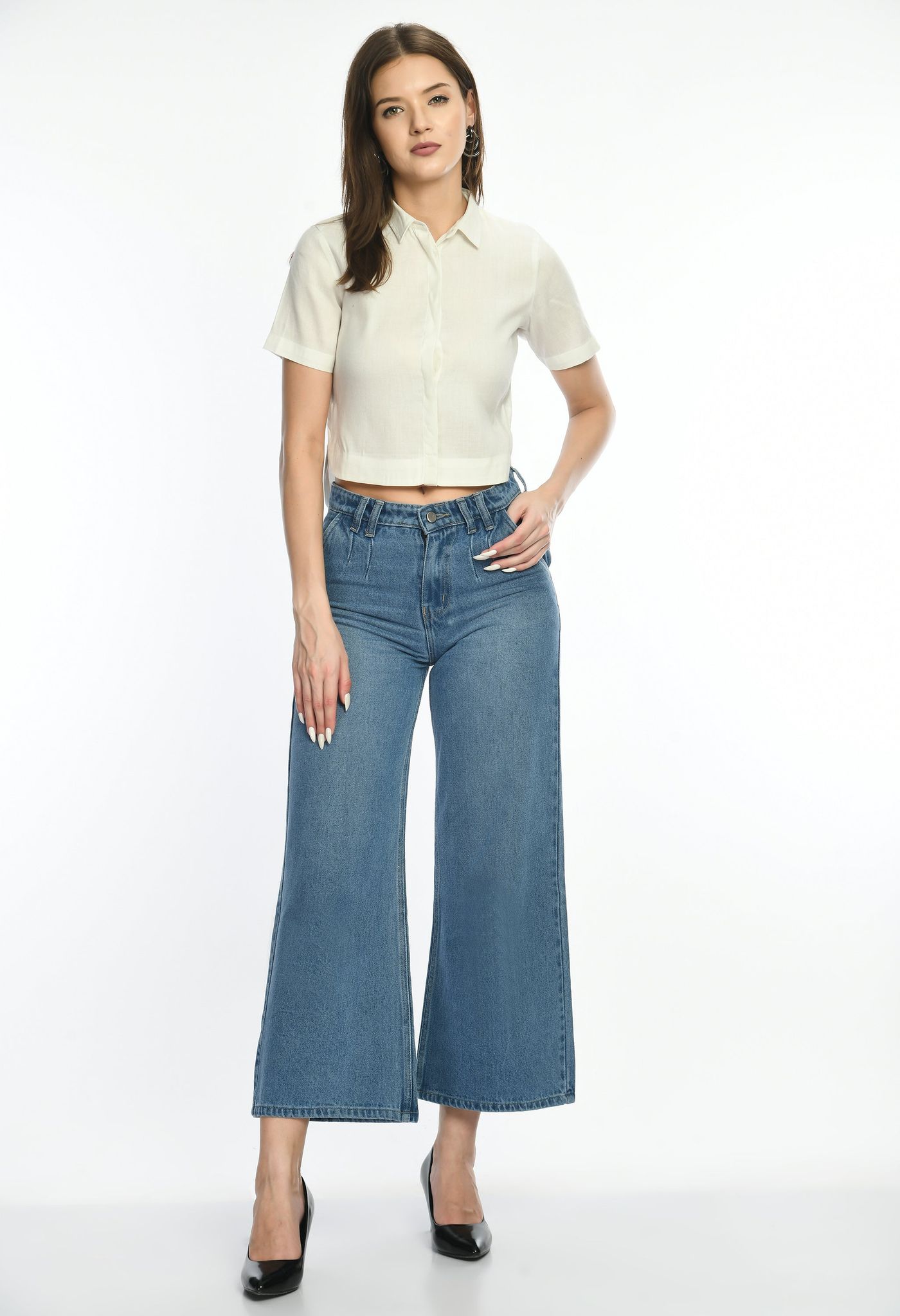 Short Sleeves Cropped Shirt