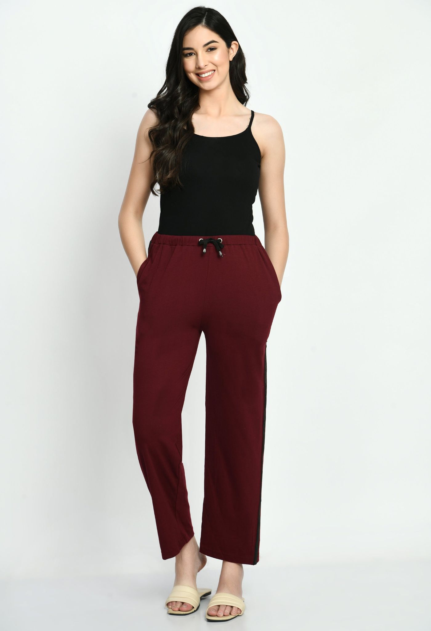 Straight Leg Joggers With Contrast Side Twill Tape
