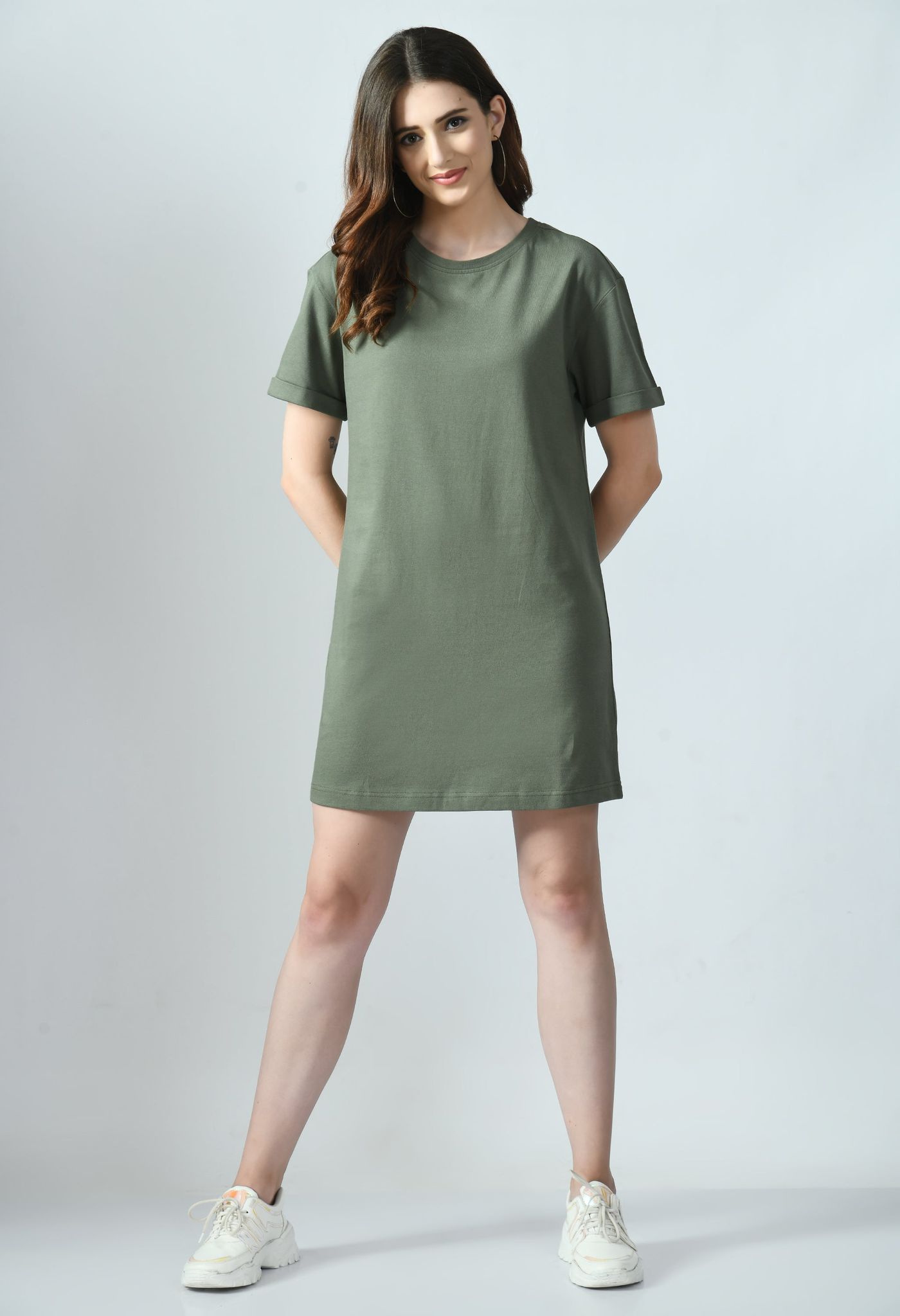 T-shirt Dress With Roll-Up Sleeves