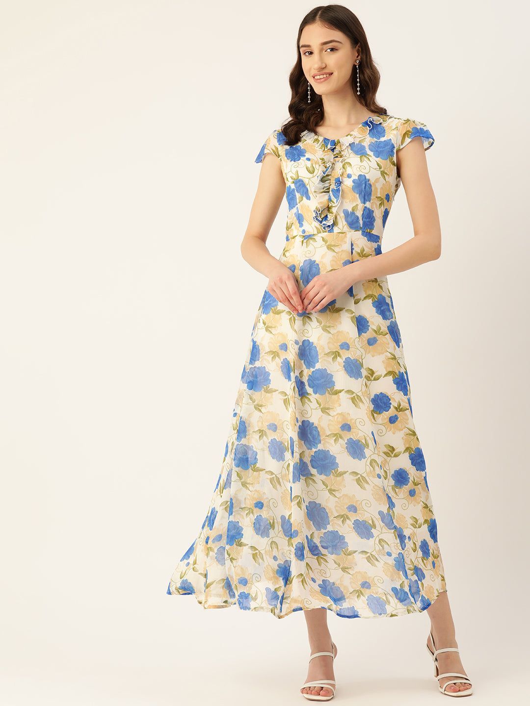 Rue Collection Floral Print Chiffon A-Line Maxi Dress