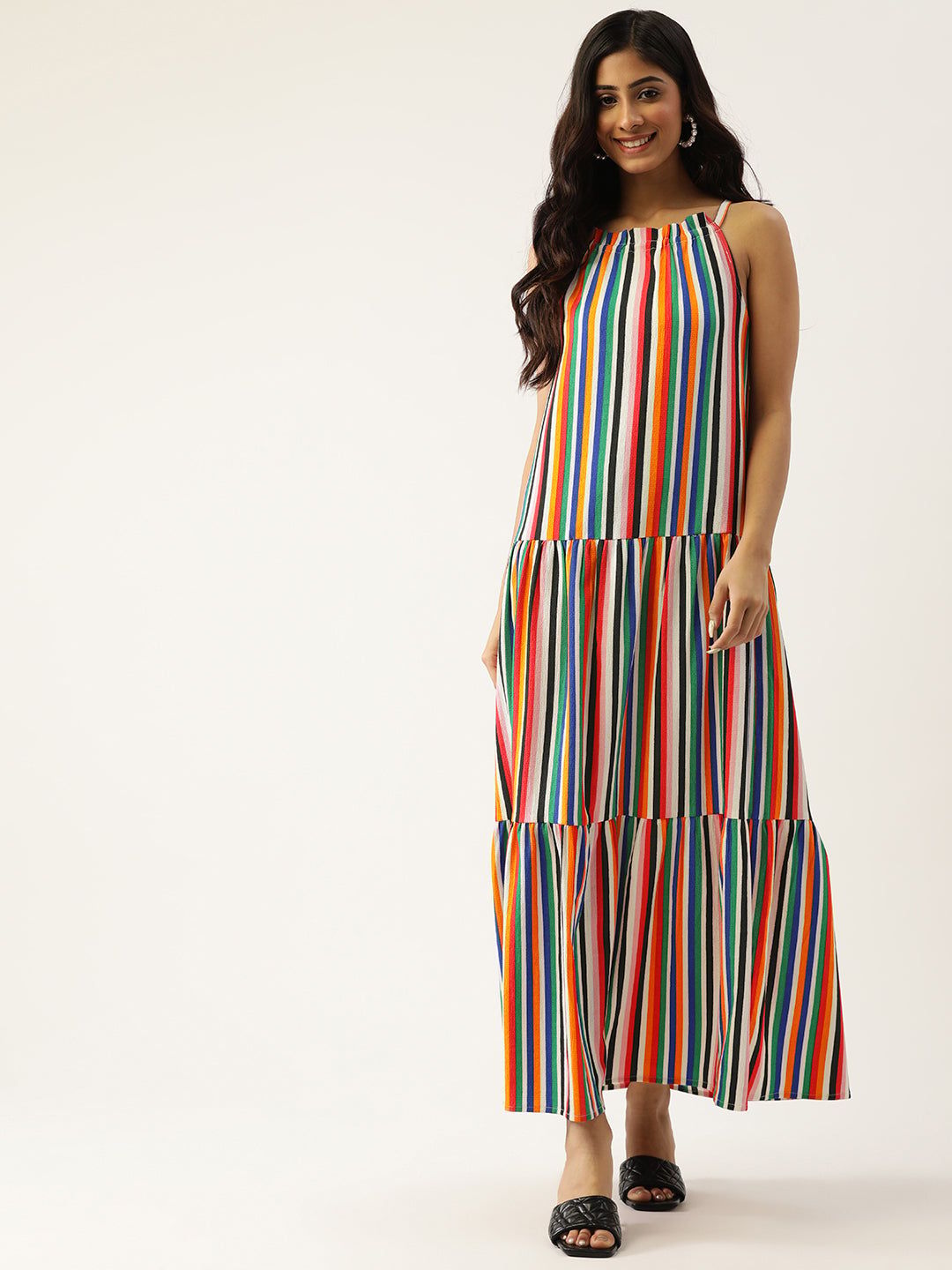 Multicoloured Striped Maxi Dress