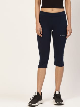 Women Navy Blue Solid Three-Fourth Length Skinny Fit Jeggings