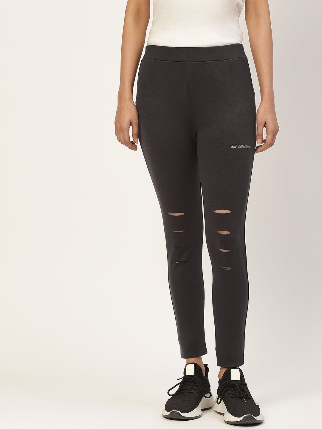 Women Grey Solid Ankle Length Skinny Fit Jeggings