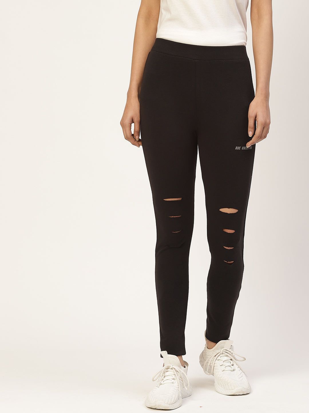 Women Black Solid Ankle Length Skinny Fit Jeggings