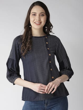 Button Detail Kantha Work Top