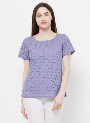 Rue Collection Round Neck Laced Top