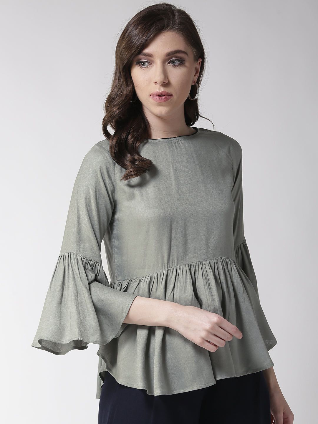 Rue Collection Women Green Solid A-Line Top