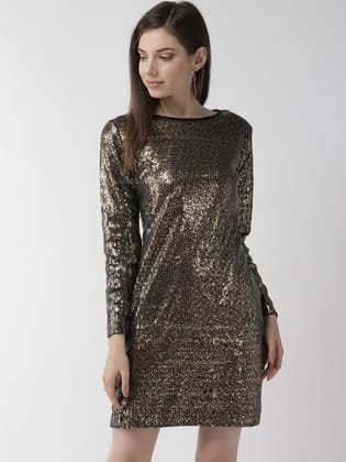 WomenRound Neck Sequined Shift Dress
