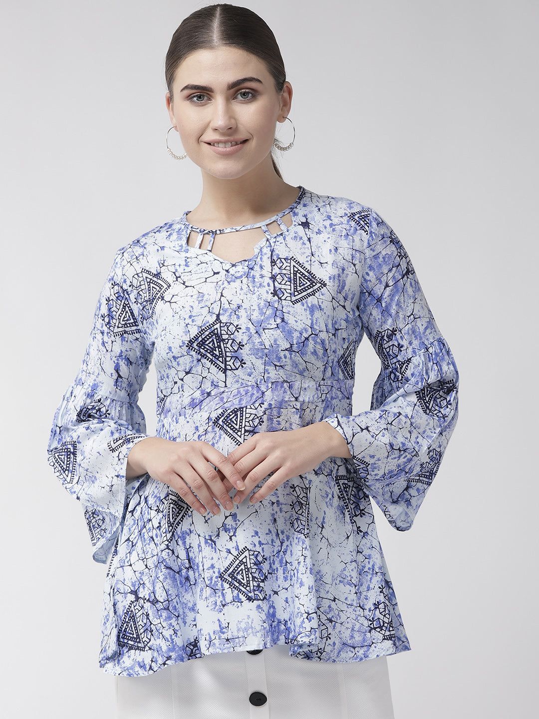 Multi color printed peplum top